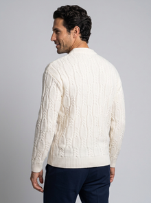 Men's Classic Crew Neck Knit Jumper in White – back view