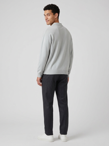 Men's Relaxed Button Polo Jumper in Grey – back view