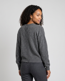Women's Relaxed V-Neck Pocket Cardigan in Grey – back view