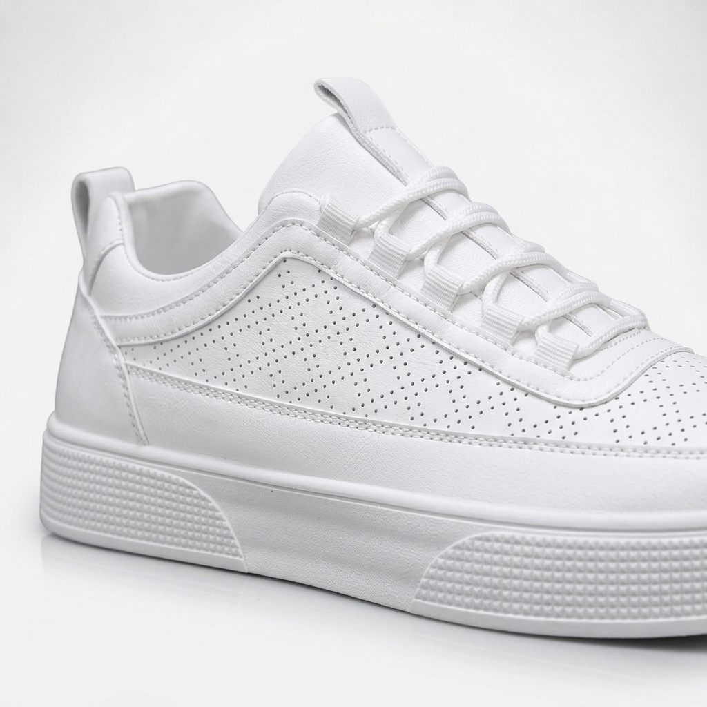 Men's Breathable Mesh Trainers in White – product shot