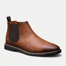 Men's Retro Faux Leather Chelsea Boots in Brown