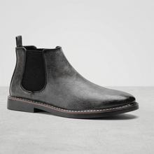 Men's Retro Faux Leather Chelsea Boots in Grey