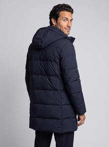 Men's Hooded Puffer Parka Jacket in Navy – back view