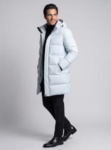 Men's Hooded Puffer Parka Jacket in White