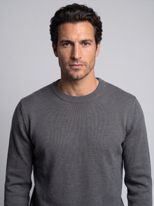 Men's Soft Knit Crew Neck Jumper in Grey – front view