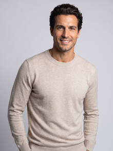Men's Soft Knit Crew Neck Jumper in Beige