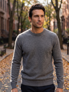 Men's Soft Knit Crew Neck Jumper in Grey – lifestyle shot