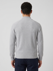 Men's Ribbed Zip Through Cardigan in Light Grey – back view