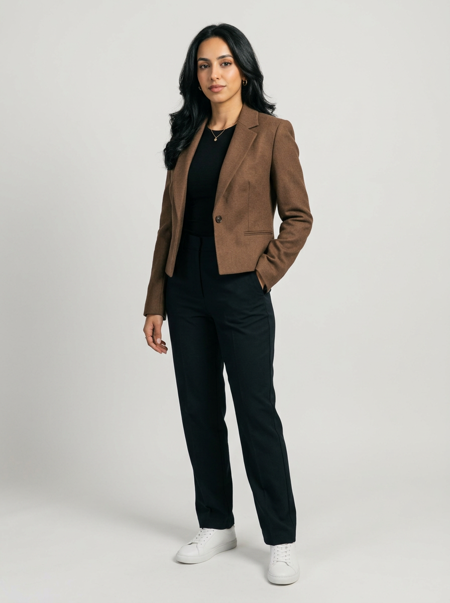 Montviro Women's Slim Fit Blazer in Brown, front view