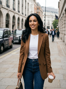 Montviro Women's Slim Fit Blazer in Brown, lifestyle photo