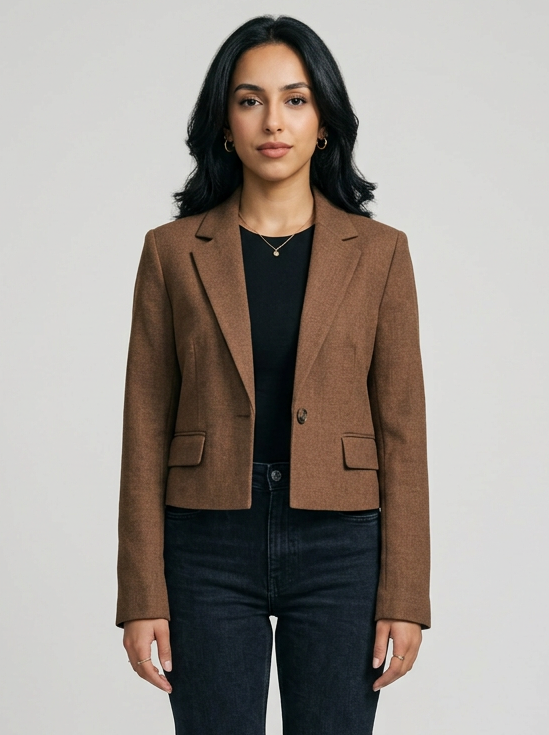 Montviro Women's Slim Fit Blazer in Brown, front view