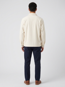 Men's Corduroy Snap Button Overshirt in Apricot – back view