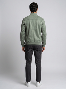 Men's Suede-Look Zip Jacket in Green – back view