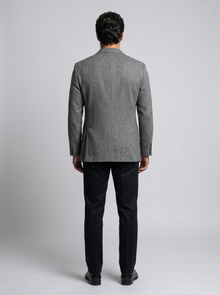 Men's Herringbone Tailored Blazer in Grey – back view