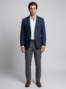 Men's Herringbone Tailored Blazer in Navy