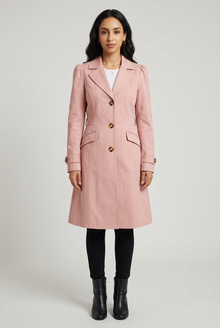 Women's Classic Longline Trench Coat in Pink