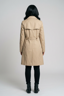 Women's Classic Longline Trench Coat in Beige – back view