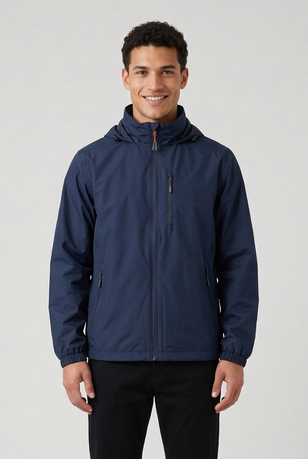 Waterproof Rain Jacket in Blue - front view