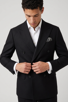 Men's Double Breasted Two Piece Suit in Black – detail view