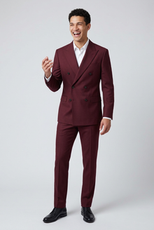 Men's Double Breasted Two Piece Suit in Burgundy