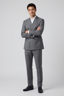Men's Double Breasted Two Piece Suit in Grey