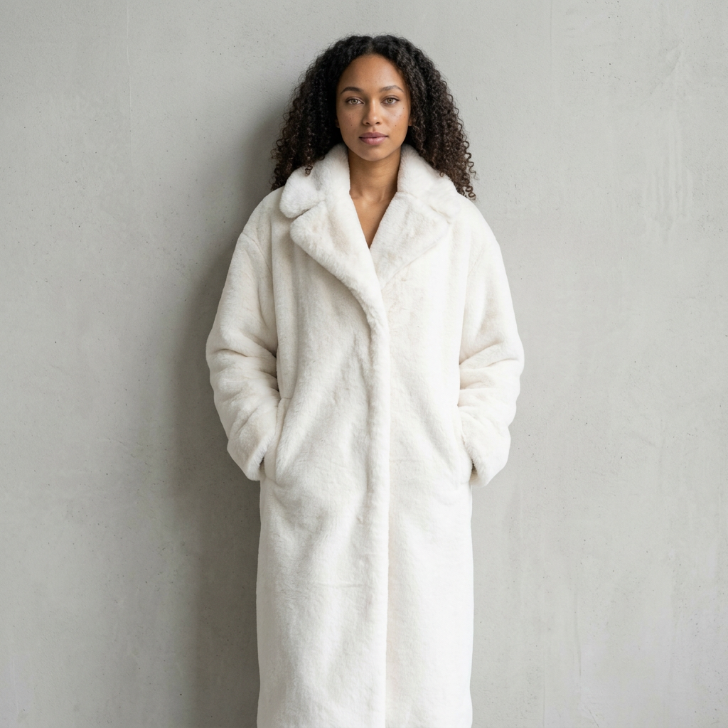 Women's Long Faux Fur Coat in White