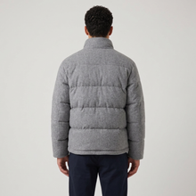 Men's Plush Fleece Puffer Jacket in Grey – back view