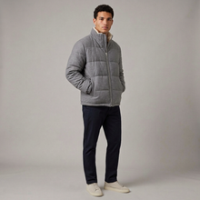 Men's Plush Fleece Puffer Jacket in Grey – three-quarter view