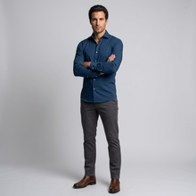 Men's Slim Fit Non-Iron Stretch Dress Shirt in Dark Blue