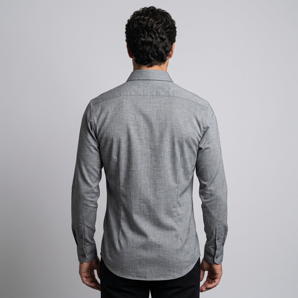 Men's Slim Fit Non-Iron Stretch Dress Shirt in Grey – back view