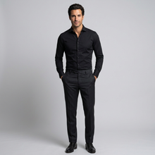Men's Slim Fit Non-Iron Stretch Dress Shirt in Black