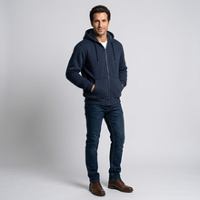 Men's Fleece-Lined Winter Hoodie Jacket in Navy