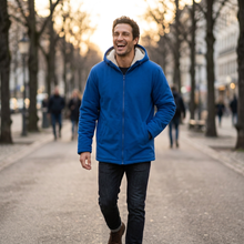Men's Fleece-Lined Winter Hoodie Jacket in Royal Blue