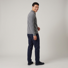 Men's Wool Blend Lapel Collar Half Zip Jumper in Grey