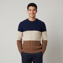 Men's Colour Block Textured Knit Jumper – front view