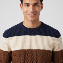 Men's Colour Block Textured Knit Jumper – detail view
