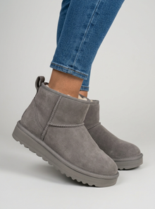 Women's Faux Suede Platform Ankle Boots in Grey