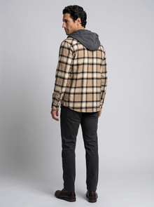 Men's Hooded Buffalo Check Flannel Shirt – back view