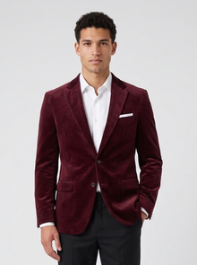 Men's Single Breasted Formal Blazer in Wine Red