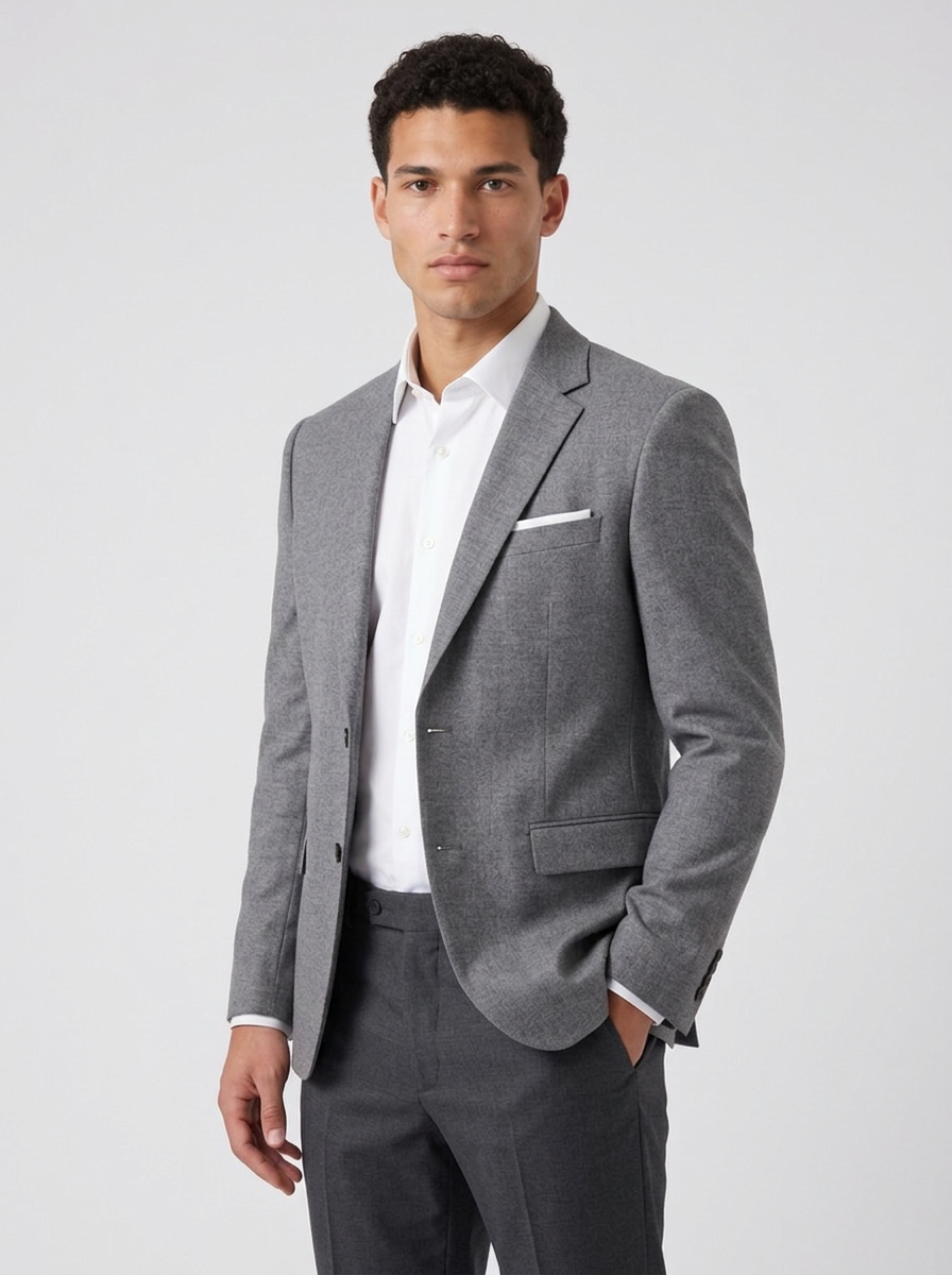 Men's Single Breasted Formal Blazer in Grey – front view