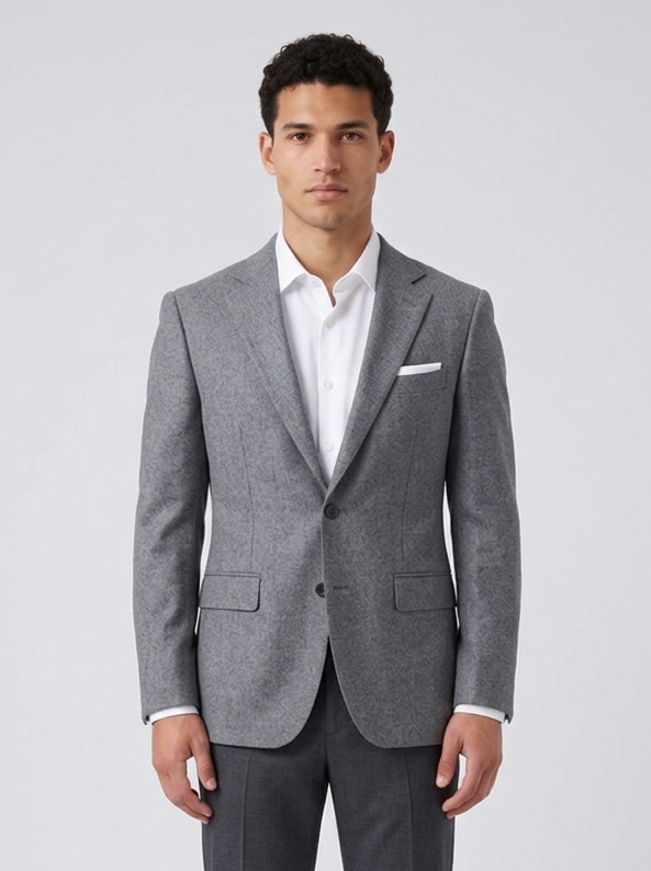 Men's Single Breasted Formal Blazer in Grey – front view