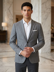 Men's Single Breasted Formal Blazer in Grey – detail view