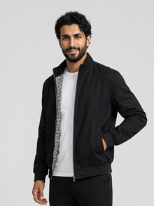 Men's Slim Fit Bomber Jacket in Black