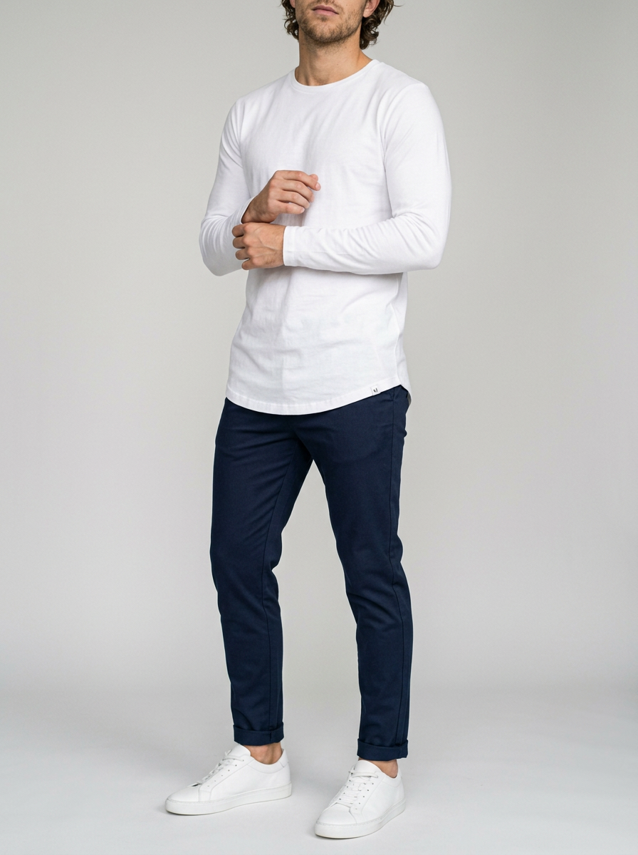 Men's Slim Fit Tapered Drawstring Trousers in Navy Blue