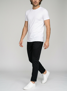 Men's Slim Fit Tapered Drawstring Trousers in Black