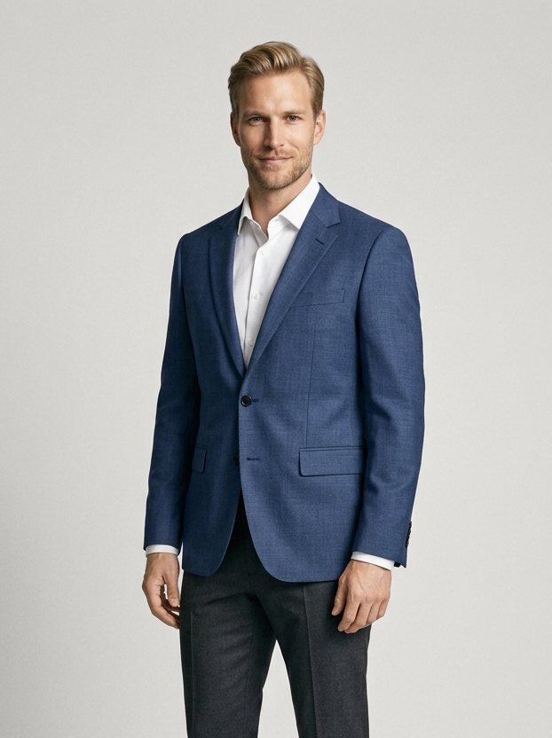 Men's Slim Fit Single Button Blazer in Blue