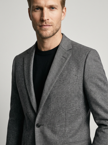 Men's Slim Fit Single Button Blazer in Grey – detail view