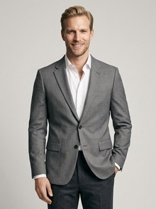 Men's Slim Fit Single Button Blazer in Grey – front view