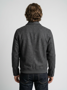 Men's Tailored Wool Blend Zip Jacket in Charcoal Grey – back view