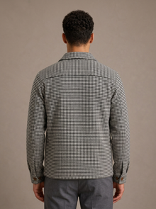 Men's Houndstooth Shirt Jacket in Black – back view